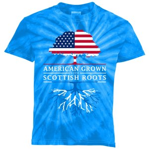 American Grown With Scottish Roots Gift Scotland Gift Kids Tie-Dye T-Shirt