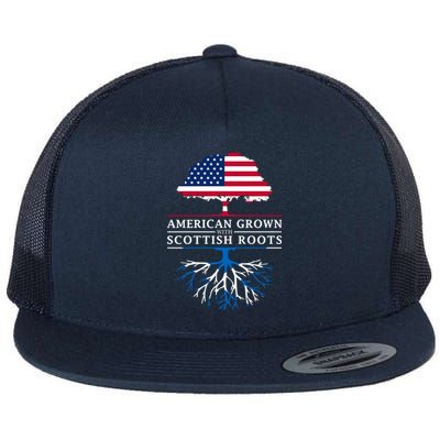 American Grown With Scottish Roots Gift Scotland Gift Flat Bill Trucker Hat