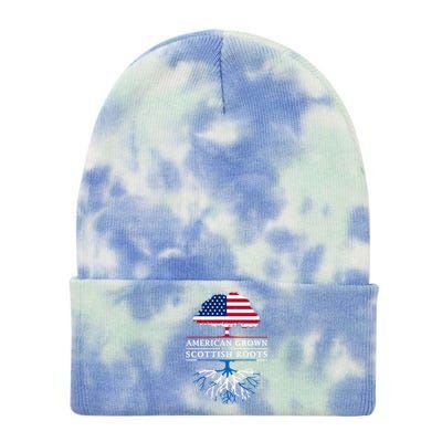 American Grown With Scottish Roots Gift Scotland Gift Tie Dye 12in Knit Beanie