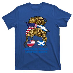 American Grown With Scottish Roots Messy Bun Cute Gift T-Shirt