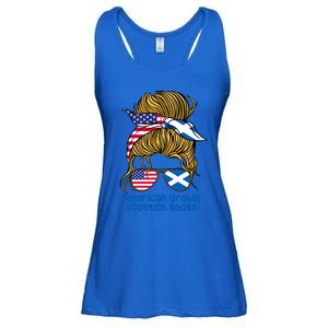 American Grown With Scottish Roots Messy Bun Cute Gift Ladies Essential Flowy Tank