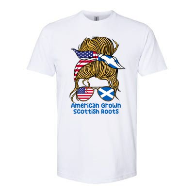 American Grown With Scottish Roots Messy Bun Cute Gift Softstyle® CVC T-Shirt