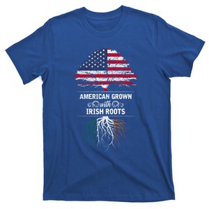 American Grown With Irish Roots Ireland Gift Usa Flag Cool Gift T-Shirt