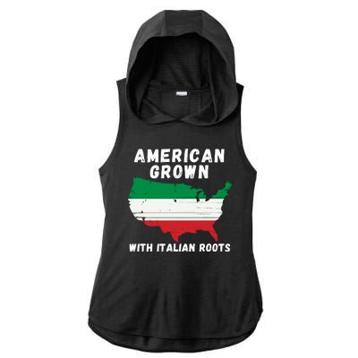 American Grown With Italian Roots, Italian Pride Italian USA Ladies PosiCharge Tri-Blend Wicking Draft Hoodie Tank