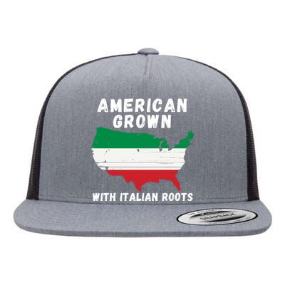 American Grown With Italian Roots, Italian Pride Italian USA Flat Bill Trucker Hat