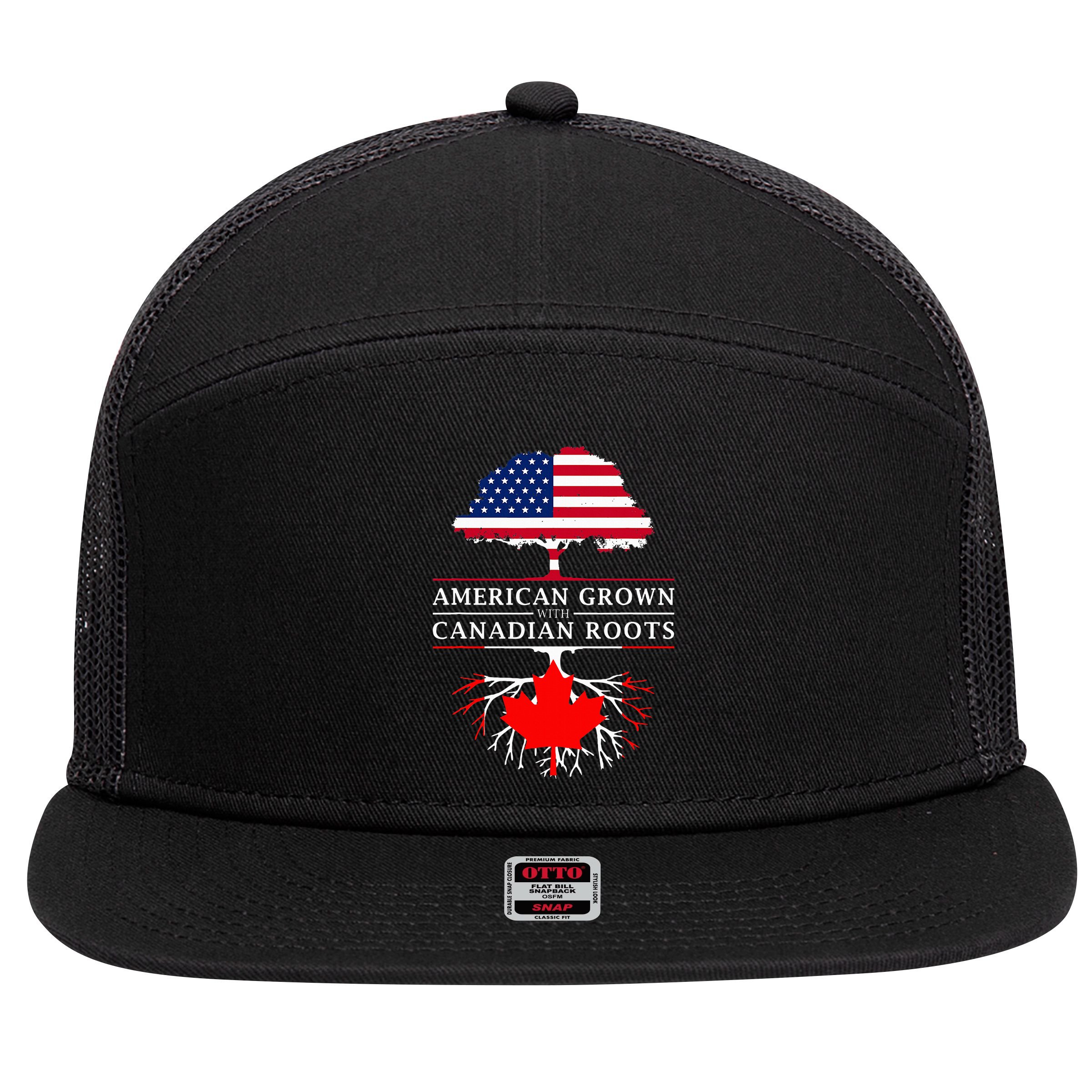 American Grown With Canadian Roots Canada 7 Panel Mesh Trucker Snapback Hat