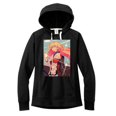 Anime Girl Waifu Japanese Retro 90s Lofi Aesthetic Otaku Women's Fleece Hoodie