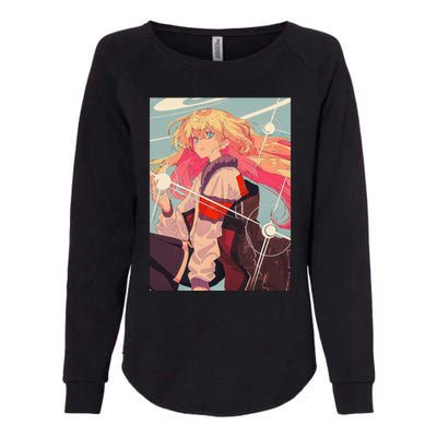 Anime Girl Waifu Japanese Retro 90s Lofi Aesthetic Otaku Womens California Wash Sweatshirt