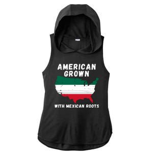 American Grown With Mexican Roots, Mexican Pride Mexican USA Ladies PosiCharge Tri-Blend Wicking Draft Hoodie Tank