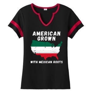 American Grown With Mexican Roots, Mexican Pride Mexican USA Ladies Halftime Notch Neck Tee