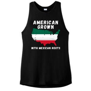 American Grown With Mexican Roots, Mexican Pride Mexican USA Ladies PosiCharge Tri-Blend Wicking Tank