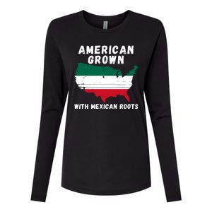 American Grown With Mexican Roots, Mexican Pride Mexican USA Womens Cotton Relaxed Long Sleeve T-Shirt