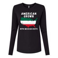 American Grown With Mexican Roots, Mexican Pride Mexican USA Womens Cotton Relaxed Long Sleeve T-Shirt