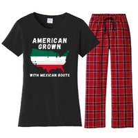 American Grown With Mexican Roots, Mexican Pride Mexican USA Women's Flannel Pajama Set