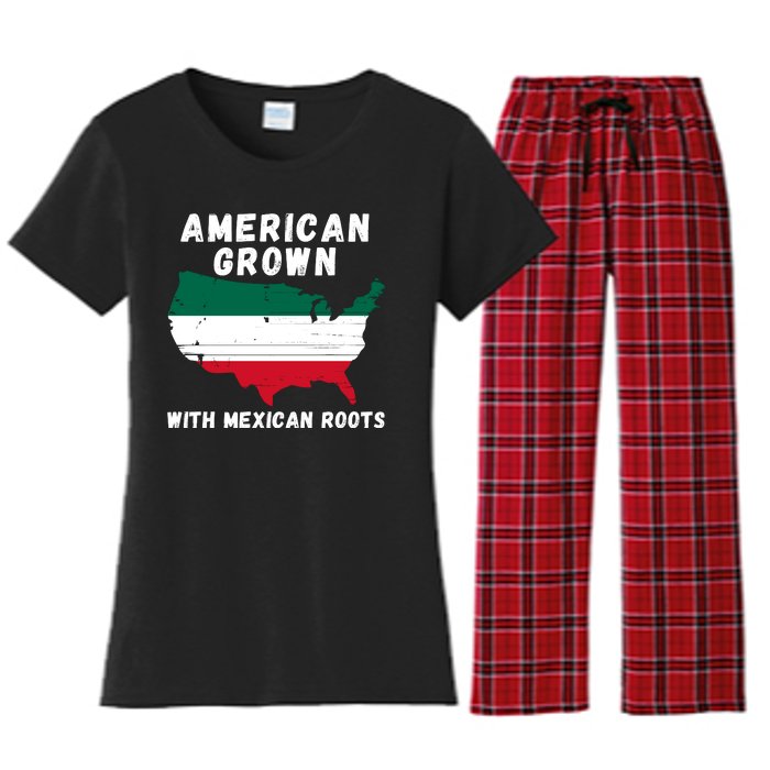 American Grown With Mexican Roots, Mexican Pride Mexican USA Women's Flannel Pajama Set