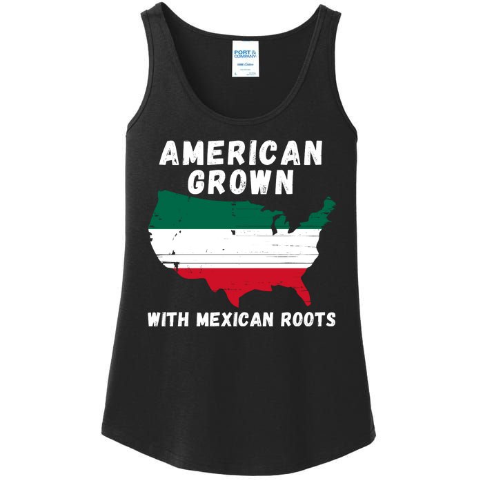 American Grown With Mexican Roots, Mexican Pride Mexican USA Ladies Essential Tank