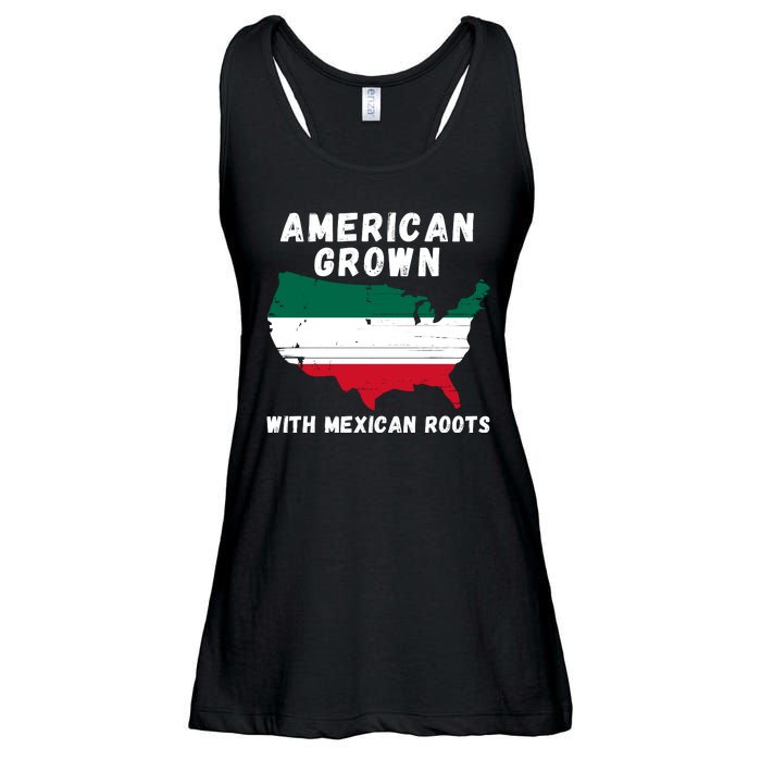 American Grown With Mexican Roots, Mexican Pride Mexican USA Ladies Essential Flowy Tank