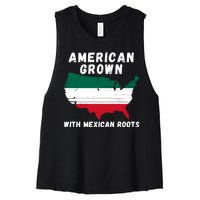 American Grown With Mexican Roots, Mexican Pride Mexican USA Women's Racerback Cropped Tank