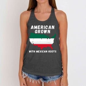 American Grown With Mexican Roots, Mexican Pride Mexican USA Women's Knotted Racerback Tank