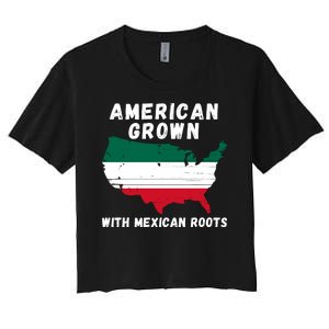 American Grown With Mexican Roots, Mexican Pride Mexican USA Women's Crop Top Tee