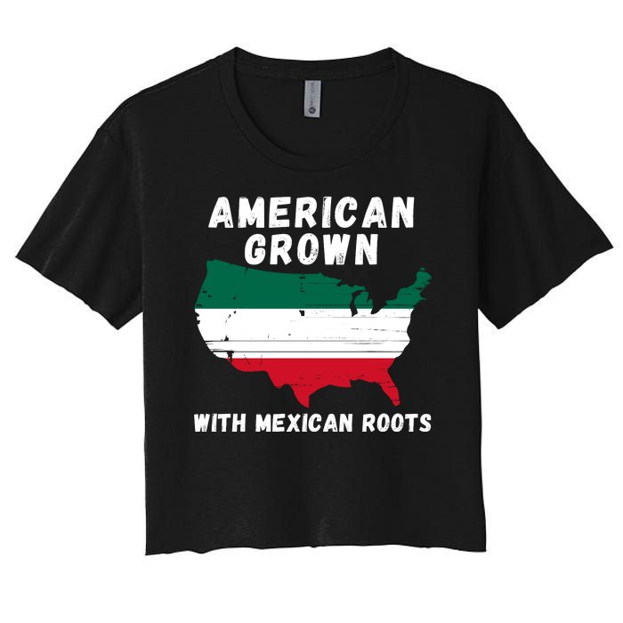 American Grown With Mexican Roots, Mexican Pride Mexican USA Women's Crop Top Tee