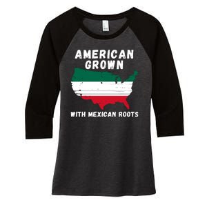 American Grown With Mexican Roots, Mexican Pride Mexican USA Women's Tri-Blend 3/4-Sleeve Raglan Shirt