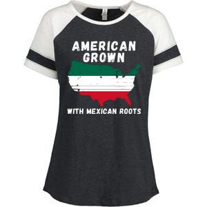 American Grown With Mexican Roots, Mexican Pride Mexican USA Enza Ladies Jersey Colorblock Tee