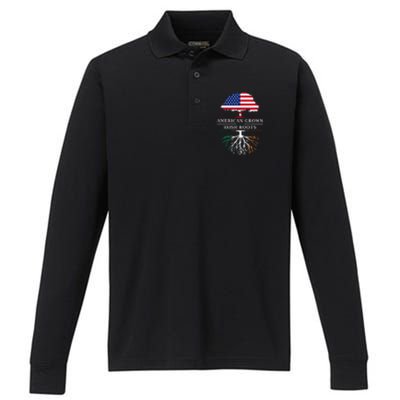 American Grown with Irish Roots Ireland Performance Long Sleeve Polo