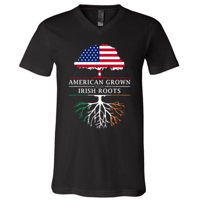 American Grown with Irish Roots Ireland V-Neck T-Shirt