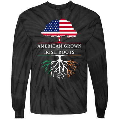 American Grown with Irish Roots Ireland Tie-Dye Long Sleeve Shirt