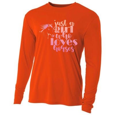 A Girl Who Loves Horses A Horse Lover Gift Girls' Youth Gift Cooling Performance Long Sleeve Crew