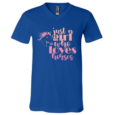 A Girl Who Loves Horses A Horse Lover Gift Girls' Youth Gift V-Neck T-Shirt