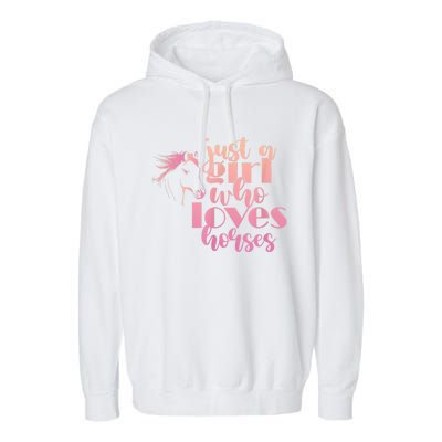 A Girl Who Loves Horses A Horse Lover Gift Girls' Youth Gift Garment-Dyed Fleece Hoodie