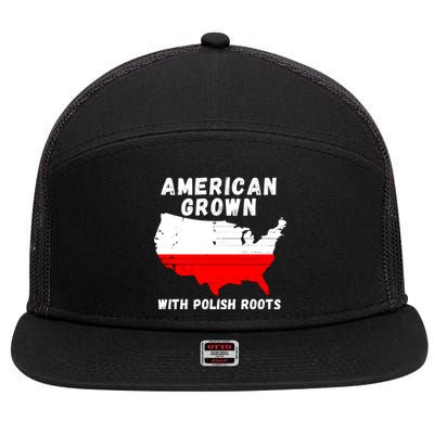 American Grown With Polish Roots, Polish Pride Poland USA 7 Panel Mesh Trucker Snapback Hat