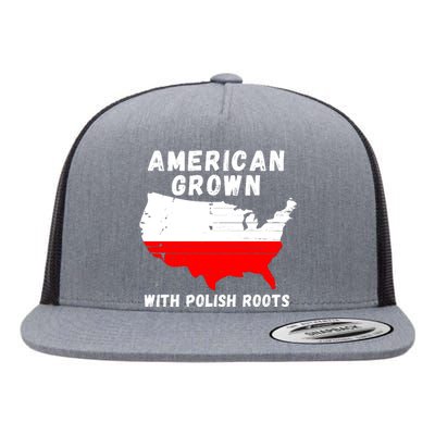 American Grown With Polish Roots, Polish Pride Poland USA Flat Bill Trucker Hat