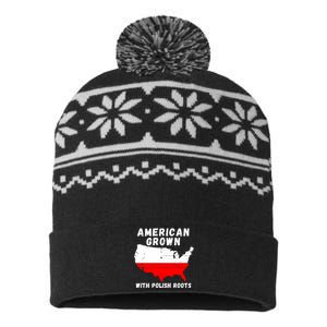 American Grown With Polish Roots, Polish Pride Poland USA USA-Made Snowflake Beanie