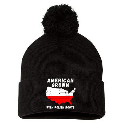 American Grown With Polish Roots, Polish Pride Poland USA Pom Pom 12in Knit Beanie