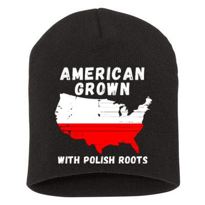 American Grown With Polish Roots, Polish Pride Poland USA Short Acrylic Beanie