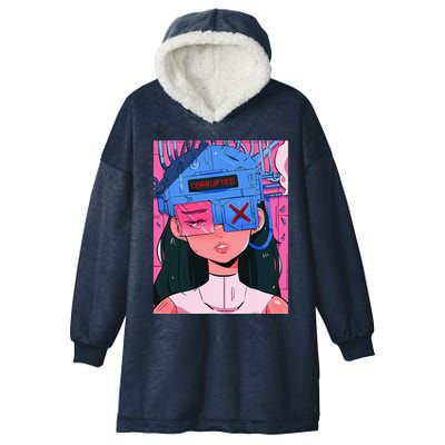 Anime Girl Waifu Vaporwave Aesthetic Japanese Otaku Hooded Wearable Blanket