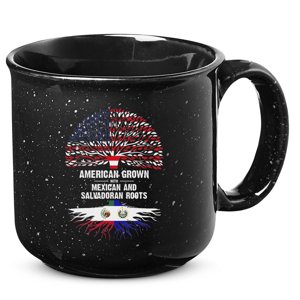 American Grown With Mexican Salvadoran Roots 15oz Campfire Ceramic Mug
