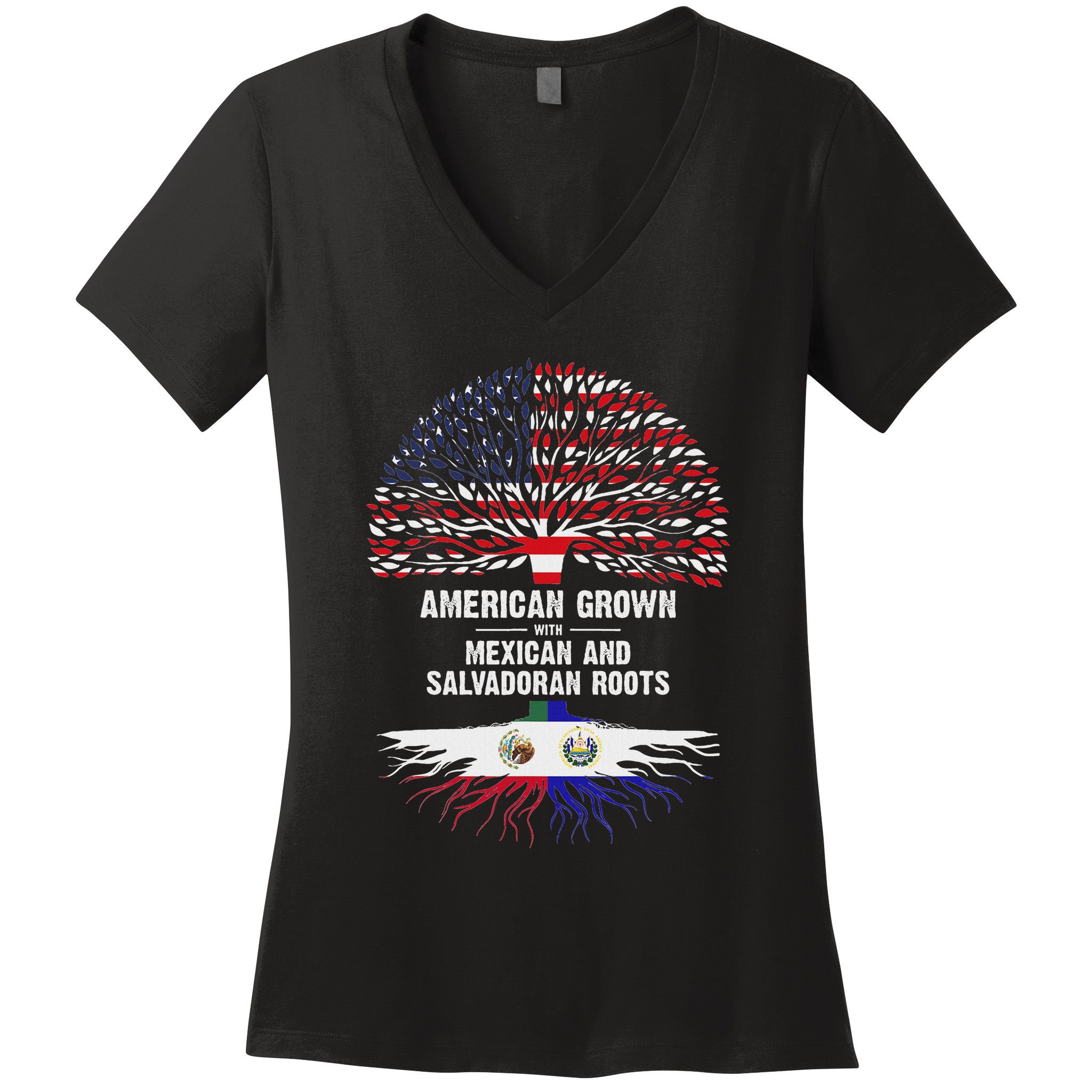 American Grown With Mexican Salvadoran Roots Women's V-Neck T-Shirt