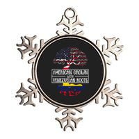 American Grown With Venezuelan Roots Usa Flag Venezuela Metallic Star Ornament