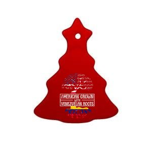 American Grown With Venezuelan Roots Usa Flag Venezuela Ceramic Tree Ornament