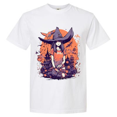 Anime Girl Witch Hat Halloween Costume Otaku Garment-Dyed Heavyweight T-Shirt