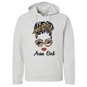 Aries Girl Woman Face Leopard Bandana Wink Eye Performance Fleece Hoodie