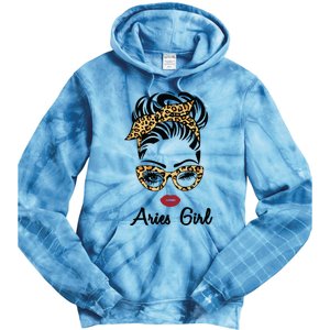 Aries Girl Woman Face Leopard Bandana Wink Eye Tie Dye Hoodie