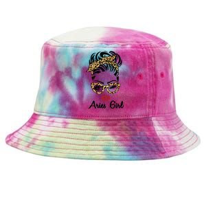 Aries Girl Woman Face Leopard Bandana Wink Eye Tie-Dyed Bucket Hat