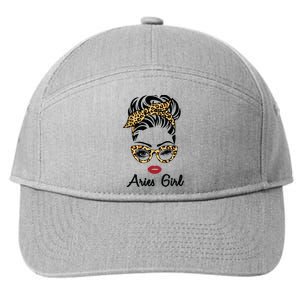 Aries Girl Woman Face Leopard Bandana Wink Eye 7-Panel Snapback Hat