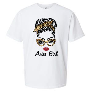 Aries Girl Woman Face Leopard Bandana Wink Eye Sueded Cloud Jersey T-Shirt