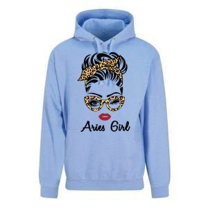 Aries Girl Woman Face Leopard Bandana Wink Eye Unisex Surf Hoodie